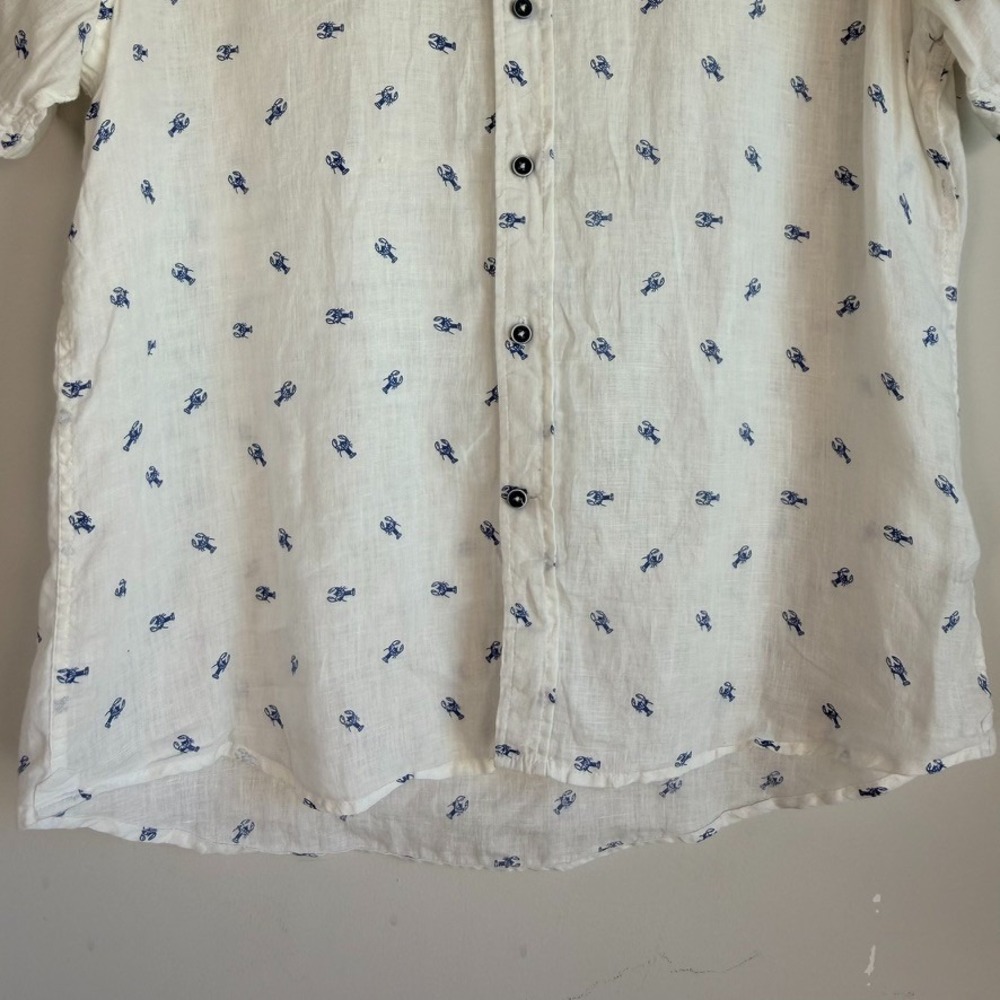 Report Collection Mens 100% linen Short Sleeve Shirt Size XL Lobster Resort - Picture 3 of 11